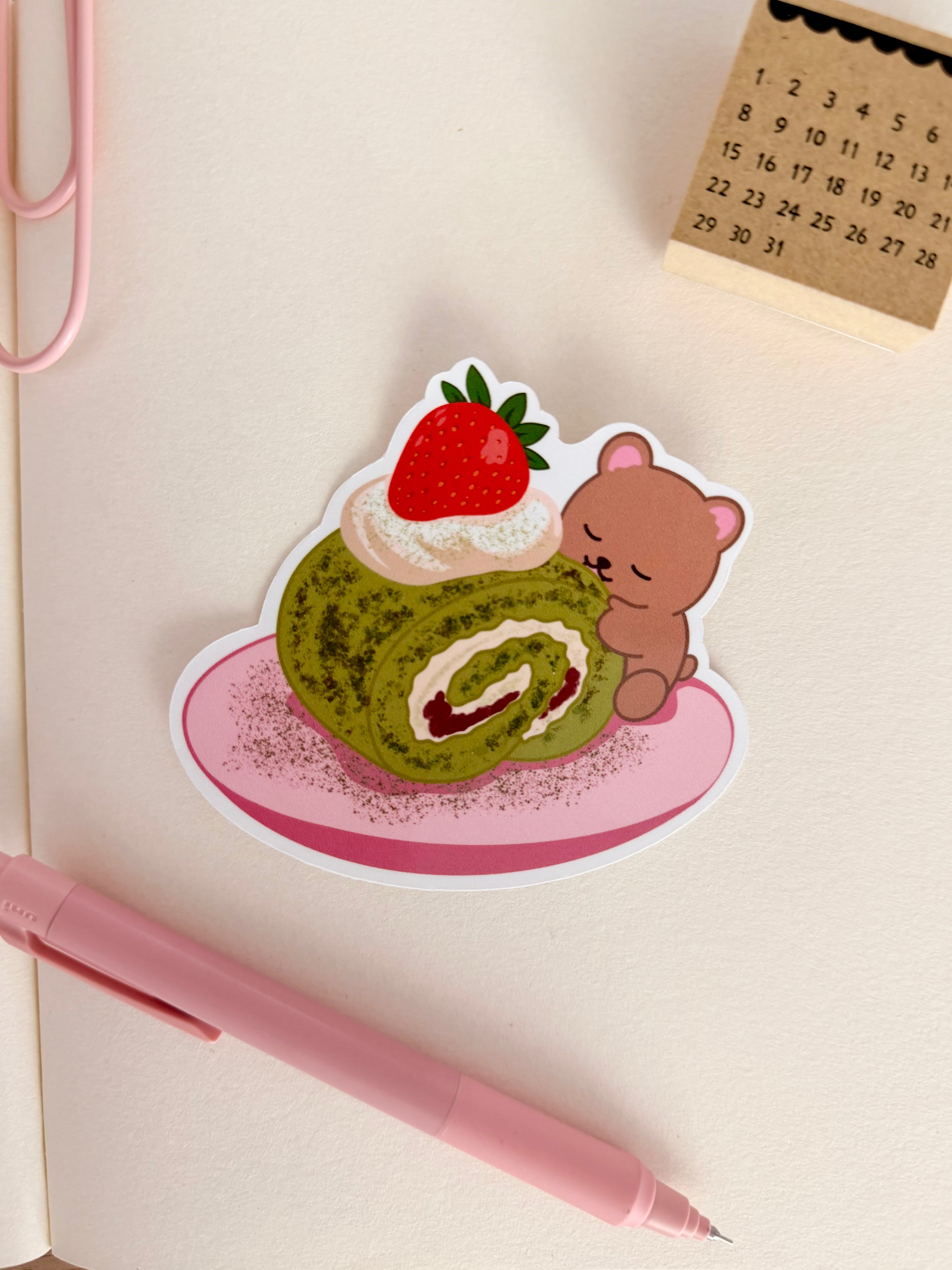 Roll Cake Matcha Bear