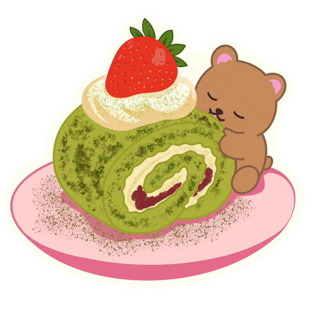 Roll Cake Matcha Bear